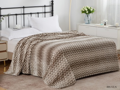 Плед CL HOME "Volna" велсофт полуторный 150*200 (150/001-VLN, Зиг-заг, Коричневый)