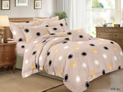 КПБ Cleo полисатин "Art Color" двуспальный 175*215*1 200*220*1(±5) 70*70*2(±2) (20/035-AC, Круги, Бежевый)