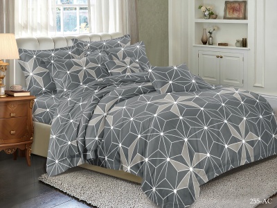 КПБ Cleo полисатин "Art Color" полуторный 145*215*1 150*220*1(±5) 70*70*2(±2) (15/255-AC, Геометрия, Серый)