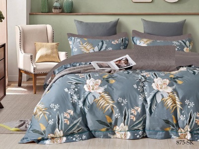 КПБ Cleo сатин набивной "Satin de Luxe" полуторный 150*210*1 160*230*1(±5) 70*70*2(±2) (15/875-SK, Цветы, Мультиколор)