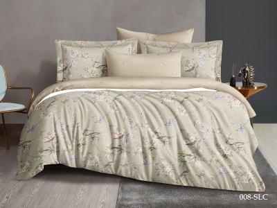 Ткань сатин набивной "Satin Digital" 120 ± 5 гр/м2 (008-SLC(B), Цветы, Бежевый)