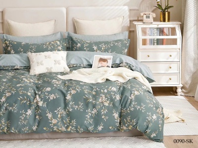 КПБ Cleo сатин набивной "Satin de Luxe" полуторный 150*210*1 160*230*1(±5) 50*70*2(±2) (16/0090-SK, Цветы, Мультиколор)