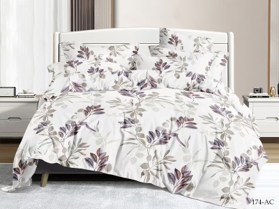 КПБ Cleo полисатин "Art Color" полуторный 145*215*1 150*220*1(±5) 70*70*2(±2) (15/174-AC, Ветви, Белый)