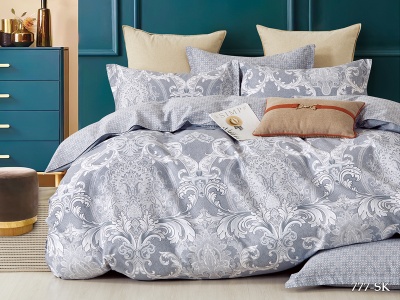 Ткань сатин набивной "Satin de' lux" 120 ± 5 гр/м2 (777-sk(B), Узоры, Серый)