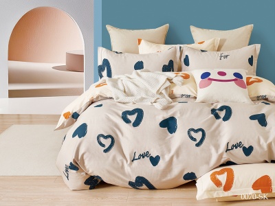 КПБ Cleo сатин набивной "Satin de Luxe" полуторный 150*210*1 160*230*1(±5) 50*70*2(±2) (16/0070-SK, Оригинальное, Молочный)