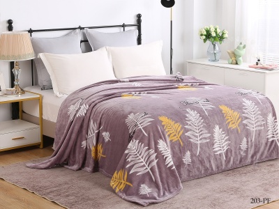 Плед Cleo "California" велсофт полуторный 150*200 (150/203-pf, Листья, Коричневый)