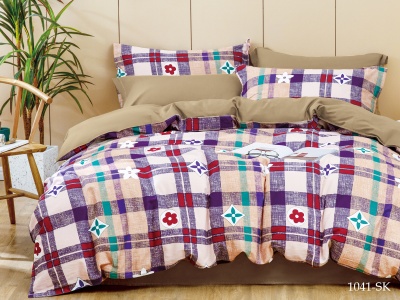 КПБ Cleo сатин набивной "Satin de Luxe" дуэт 150*210*2 230*250*1(±5) 50*70+5*2 70*70*2(±2) (41/1041-SK, Клетка, Мультиколор)