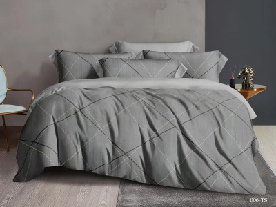 КПБ Cleo тенсель "Soft Tencel" двуспальный 180*210*1 230*240*1(±5) 50*70*2(±8) RU (22/1006-TS, Геометрия, Серый)