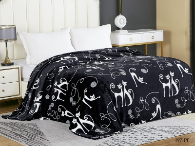 Плед Cleo "California" велсофт полуторный 150*200 (150/197-pf, Животные, Черный)