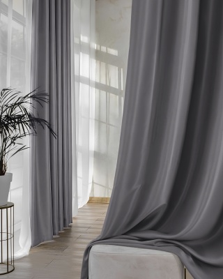 Ткань для штор Dimout 100% полиэстер b-300см (003-BLA, Однотонное, Серый)