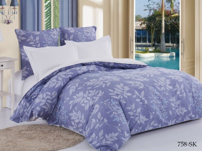КПБ Cleo сатин набивной "Satin de Luxe" евро 200*220*1 230*250*1(±5) 50*70+5*2 70*70*2(±2) (31/758-SK, Ветви, Сиреневый)