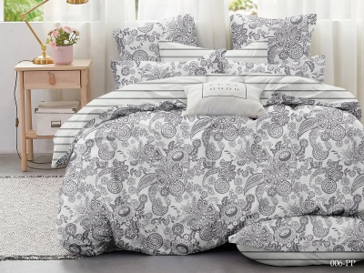 КПБ CL HOME Макопоплин "Mako Poplin" полуторный 145*215*1 150*220*1(±5) 70*70*2(±2) (15/006-PP, Узоры, Серый)