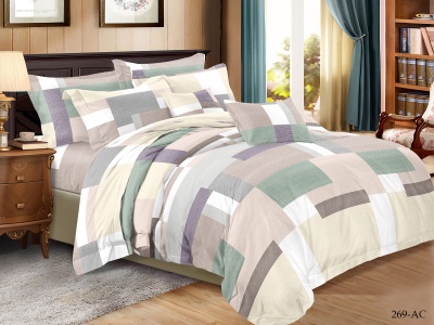 КПБ Cleo полисатин "Art Color" двуспальный 175*215*1 200*220*1(±5) 70*70*2(±2) (20/269-AC, Геометрия, Мультиколор)