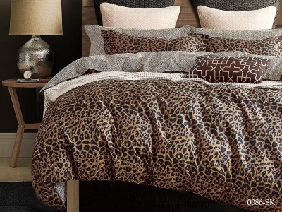 КПБ Cleo сатин набивной "Satin de Luxe" полуторный 150*210*1 160*230*1(±5) 50*70*2(±2) (16/0086-SK, Оригинальное, Коричневый)