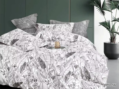 КПБ Cleo сатин набивной "Satin de Luxe" полуторный 150*210*1 160*230*1(±5) 50*70*2(±2) (16/0091-SK, Растения, Мультиколор)