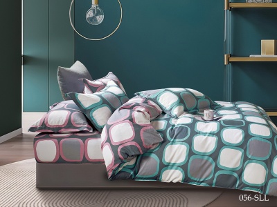 КПБ Cleo сатин набивной "Satin euro max" полуторный 145*215*1 160*230*1(±5) 50*70*2(±2) (16/056-SLL, Геометрия, Мультиколор)