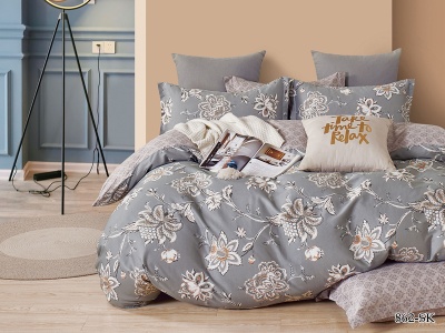 КПБ Cleo сатин набивной "Satin de Luxe" полуторный 150*210*1 160*230*1(±5) 70*70*2(±2) (15/862-SK, Цветы, Мультиколор)