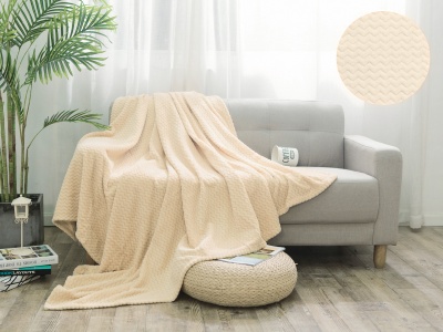 Плед Cleo "Royal plush" велсофт полуторный 150*200 (150/022-RP, Зиг-заг, Бежевый)