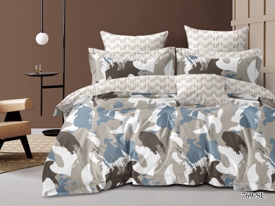 КПБ Cleo сатин набивной "Satin Lux" полуторный 145*215*1 150*220*1(±5) 70*70*2(±2) (CL15/769-SL, Оригинальное, Бежевый)