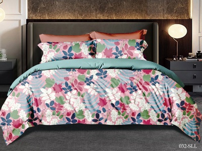 КПБ Cleo сатин набивной "Satin euro max" евро 200*220*1 230*240*1(±5)  50*70*2(±2) (32/032-SLL, Листья, Мультиколор)