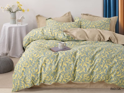 КПБ Cleo сатин набивной "Satin de Luxe" полуторный 150*210*1 160*230*1(±5) 70*70*2(±2) (15/860-SK, Узоры, Мультиколор)