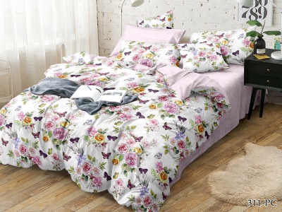 Ткань Поплин "Pure cotton" 110 гр/м2 хлопок 100% (311-PC(A), Цветы, Белый)