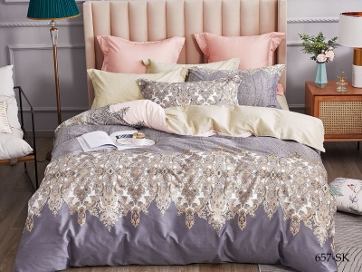 КПБ Cleo сатин набивной "Satin de Luxe" дуэт 150*210*2 230*250*1(±5) 50*70+5*2 70*70*2(±2) (41/657-SK, Узоры, Мультиколор)