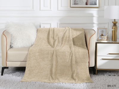 Плед Cleo "Orrizonte" велсофт полуторный 150*200 (150/001-OT, Полоска, Кремовый)