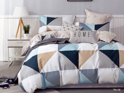 КПБ Cleo сатин набивной "Satin de Luxe" полуторный 150*210*1 160*230*1(±5) 70*70*2(±2) (15/786-SK, Геометрия, Мультиколор)