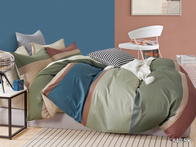 КПБ Cleo сатин набивной "Satin de Luxe" евро 200*220*1 230*250*1(±5) 50*70+5*2 70*70*2(±2) (31/840-SK, Геометрия, Мультиколор)