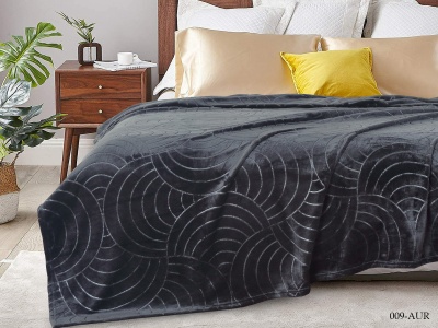 Плед Cleo "Aura" велсофт полуторный 150*200 (CL150/009-AUR, Узоры, Черный)