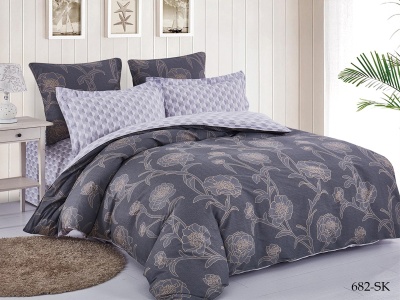 КПБ Cleo сатин набивной "Satin de Luxe" полуторный 150*210*1 160*230*1(±5) 50*70*2(±2) (16/682-SK, Цветы, Мультиколор)
