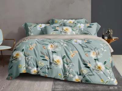 КПБ Cleo тенсель "Soft Tencel" полуторный 150*210*1 160*230*1(±5) 50*70+8*2 (16/001-TS, Цветы, Мультиколор)