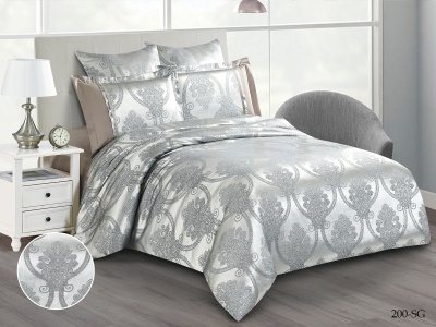 КПБ Cleo "Satin Jacquard" двуспальный 180*215*1 220*240*1(±5) 50*70+5*2(±2) 70*70*2(±2) (21/200-SG, Узоры, Серый)