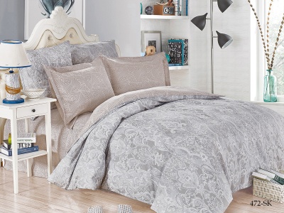 КПБ Cleo сатин набивной "Satin de Luxe" полуторный 150*210*1 160*230*1(±5) 70*70*2(±2) (15/472-SK, Узоры, Мультиколор)