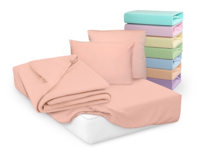 Простыня Cleo трикотажная на резинке 200*200*25 (20/07, Однотонный, Персиковый)