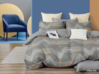 КПБ Cleo сатин набивной "Satin de Luxe" полуторный 150*210*1 160*230*1(±5) 50*70*2(±2) (16/0062-SK, Геометрия, Серый)