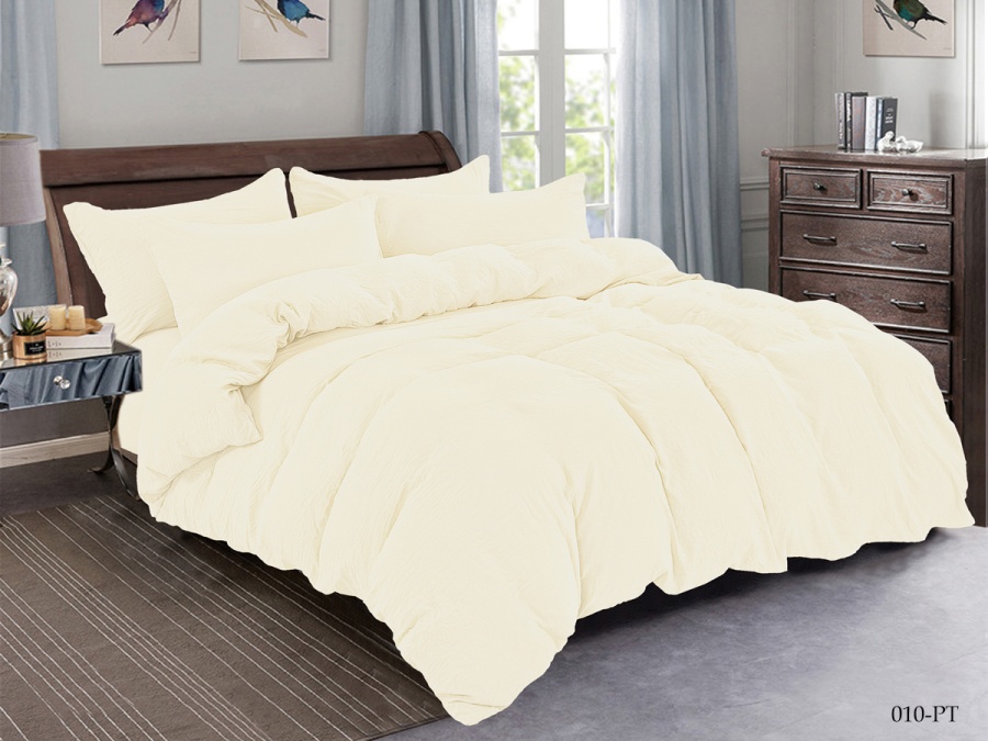 КПБ CL HOME микросатин "Pastel Symphony" полуторный 150*210*1 160*230*1(±5) 70*70*2 в ПВХ (15/010-PT, Однотонное, Молочный)