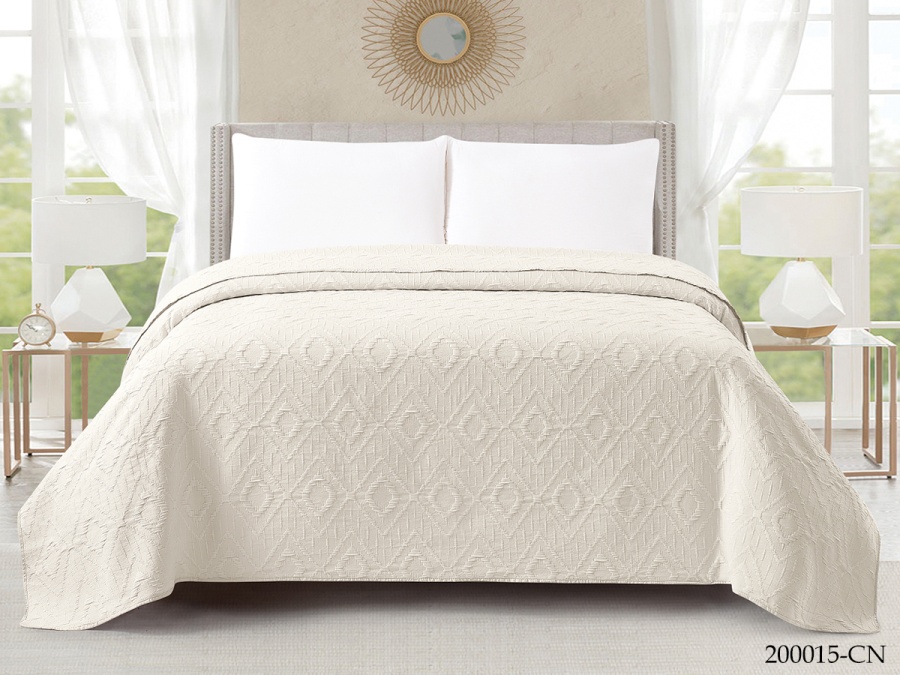 Покрывало Cleo "CAROLINE" 200*220 (200/015-CN, Однотонное, Молочный) Покрывало Cleo "CAROLINE" 200*220 (200/015-CN, Однотонное, Молочный)