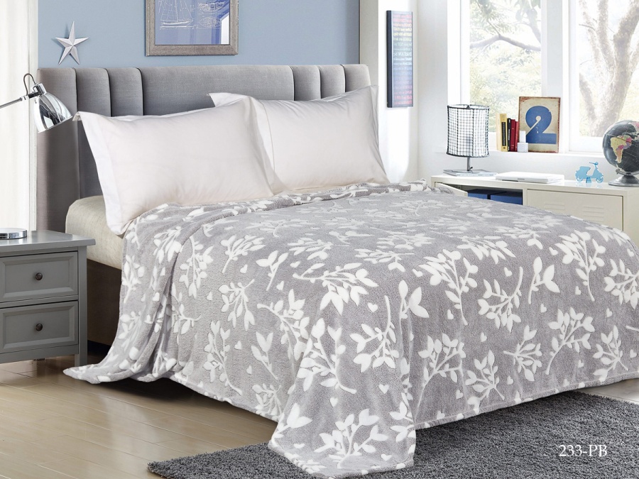 Плед Cleo "Bamboo" полуторный 150*200 микрофибра 100% (150/233-pb, Ветви, Серый)