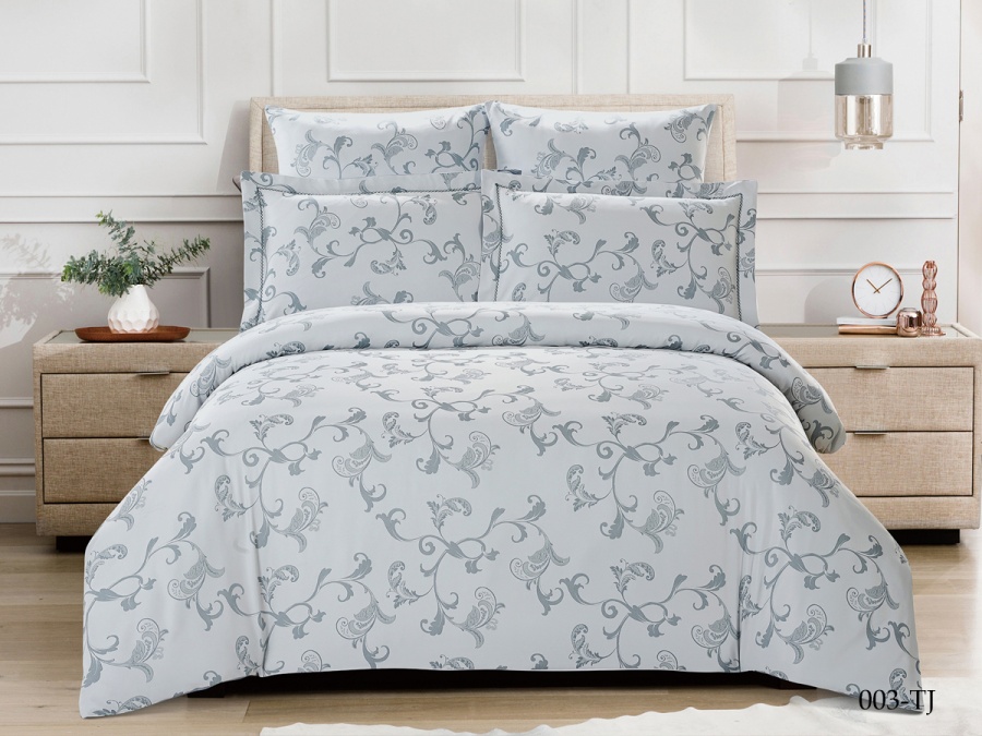 КПБ Cleo "Tencel Jacquard" двуспальный 180*210 230*250*1(±5) 50*70+5*2(±2) 70*70*2(±2) (21/003-TJ, Узоры, Белый)