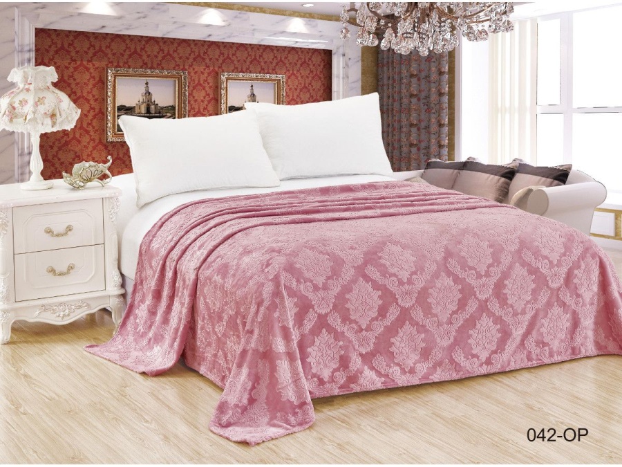 Плед Cleo "Parma" велсофт евро 200*220 (200/042-OP, Узоры, Розовый)