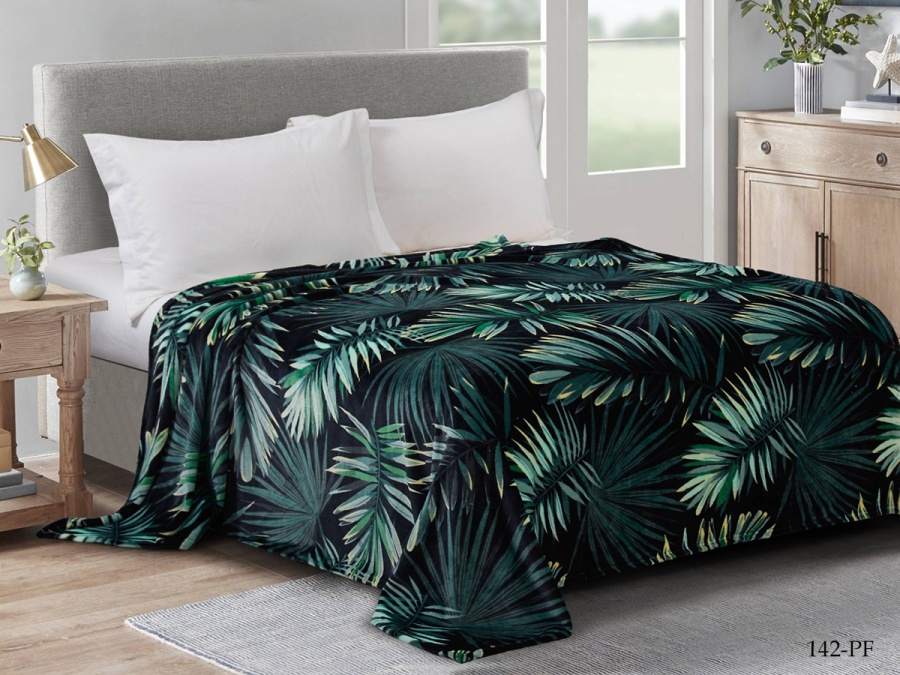 Плед Cleo "California" велсофт полуторный 150*200 (150/142-pf, Листья, Зеленый)