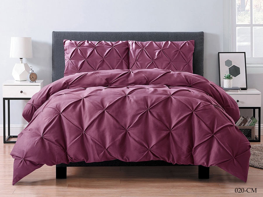 КПБ Cleo микросатин "Casa Mare" полуторный 150*215*1 150*200*25(±5) 50*70*2(±2) в коробке  (15/020-CM, Однотонное, Бордовый)