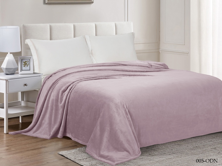 Плед CL HOME «Virginia» велсофт двуспальный 180*200 в атласной ленте  (180/005-ODN/LA, Однотонный, Пыльная роза)