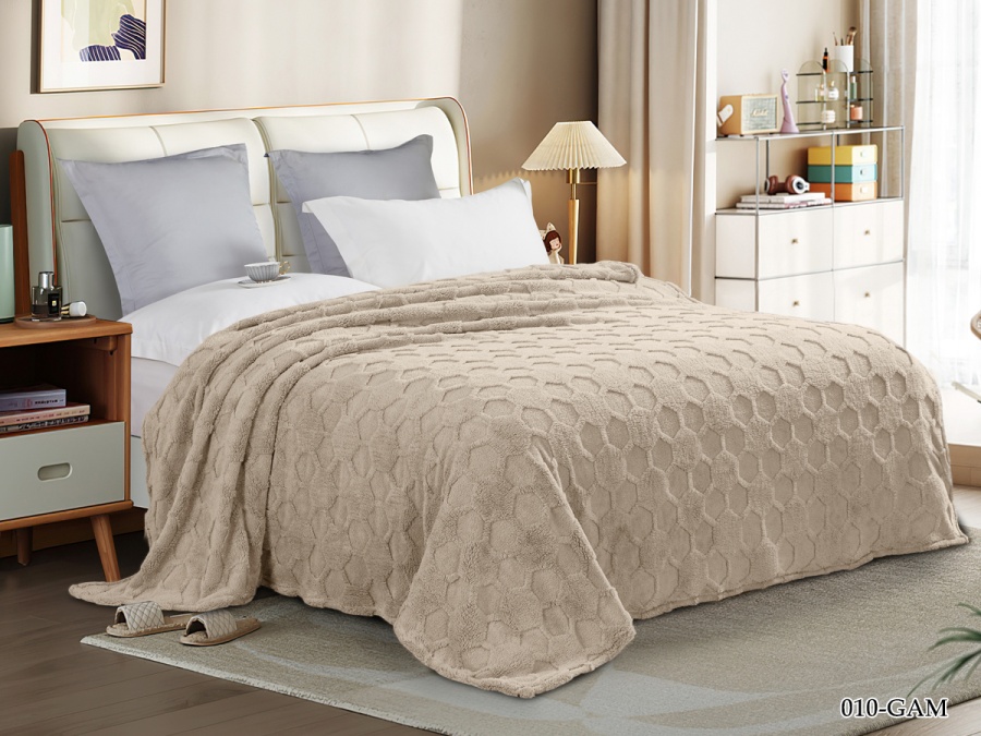 Плед Cleo "Gammi" велсофт полуторный 150*200 (150/010-GAM, Оригинальное, Бежевый)