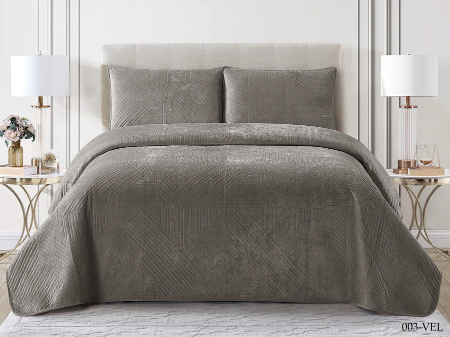 Покрывало Cleo "VELLUTO" 230*250 50*70*2 (230/003-VEL, Однотонное,Серый)