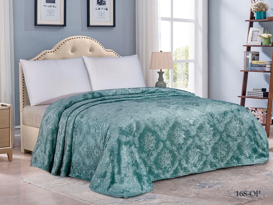 Плед CL HOME "Parma" велсофт полуторный 150*200 в Zip-пакете (150/168-OP/ZIP, Узоры, Зеленый)