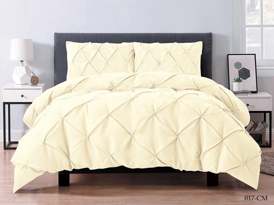 КПБ Cleo микросатин "Casa Mare" полуторный 150*215*1 150*200*25(±5) 50*70*2(±2) в коробке  (15/017-CM, Однотонное, Кремовый)