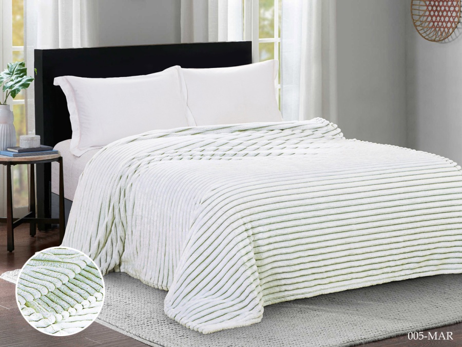 Плед Cleo "Marmari" велсофт двуспальный 180*200 (180/005-MAR, Полоска, Зеленый)